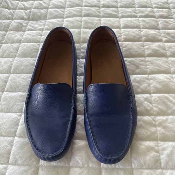 M Gemi Moccasin Womens 40.5 US 9.5 Blue Leather Driving Loafer Classic Preppy - Picture 2 of 14
